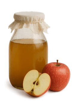 Jar of apple cider vinegar with fresh apples