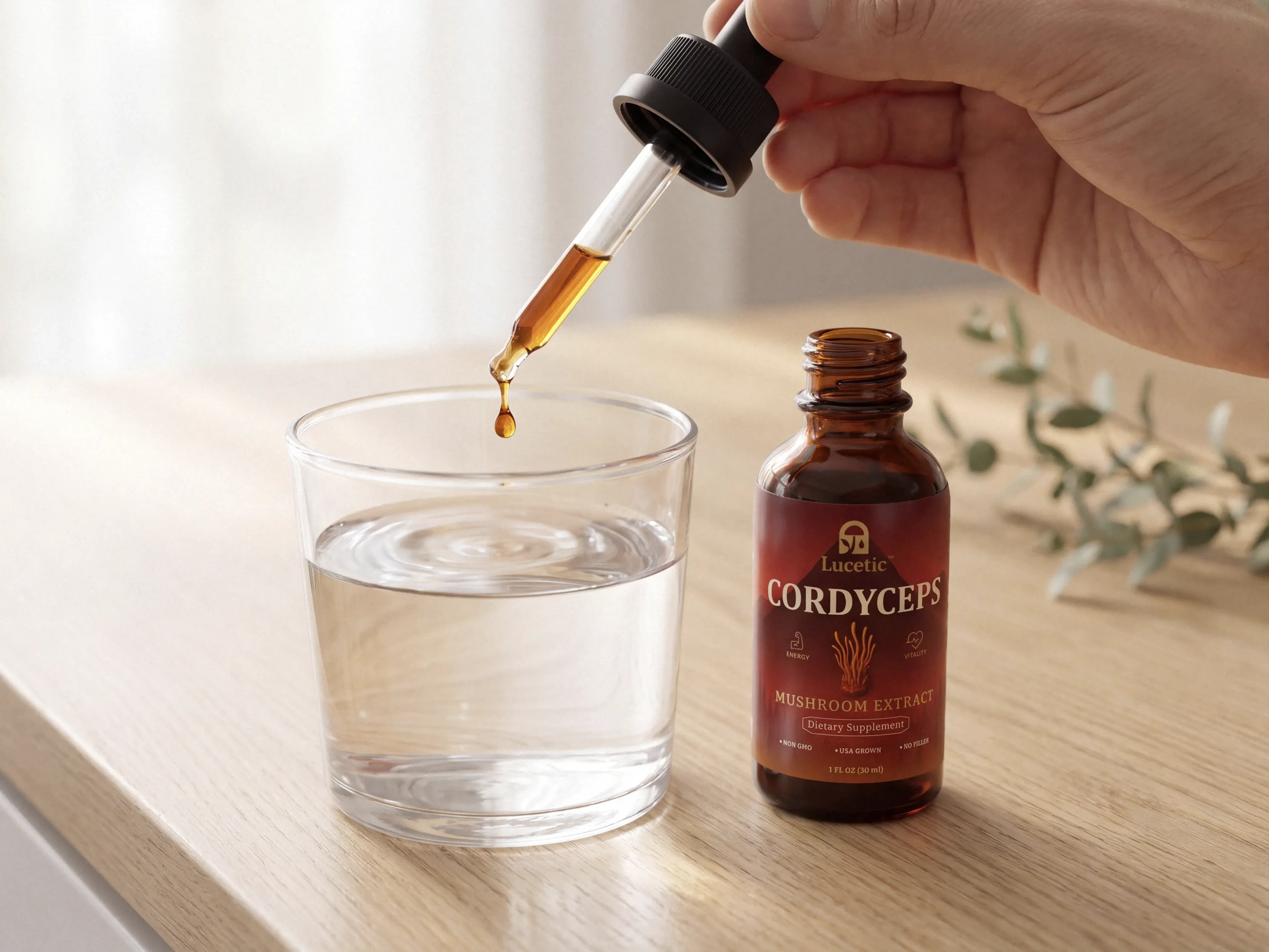 Lucetic Cordyceps Extract Dosage Dropper Water