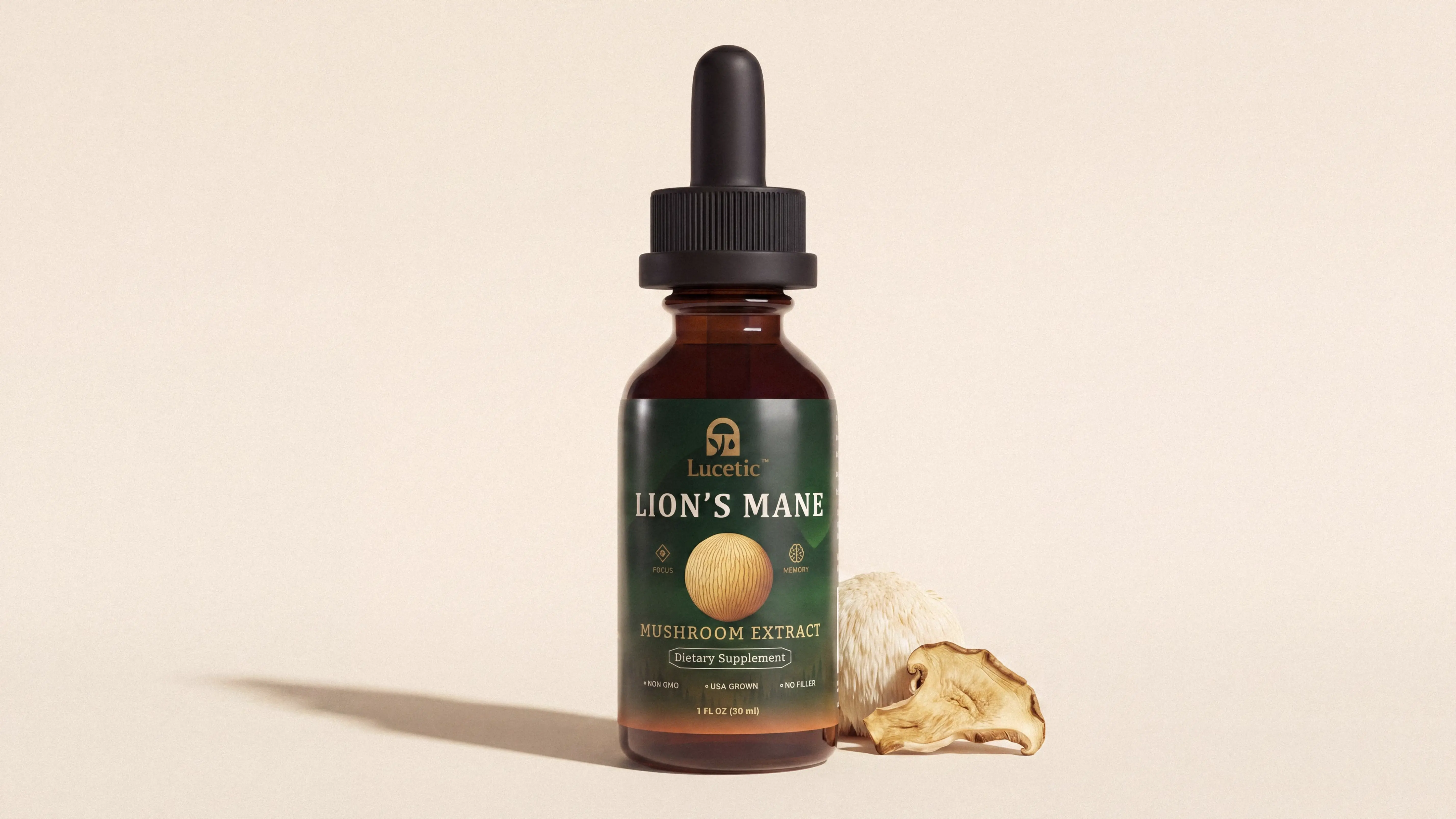 Lucetic Lion's Mane Mushroom Extract Bottle